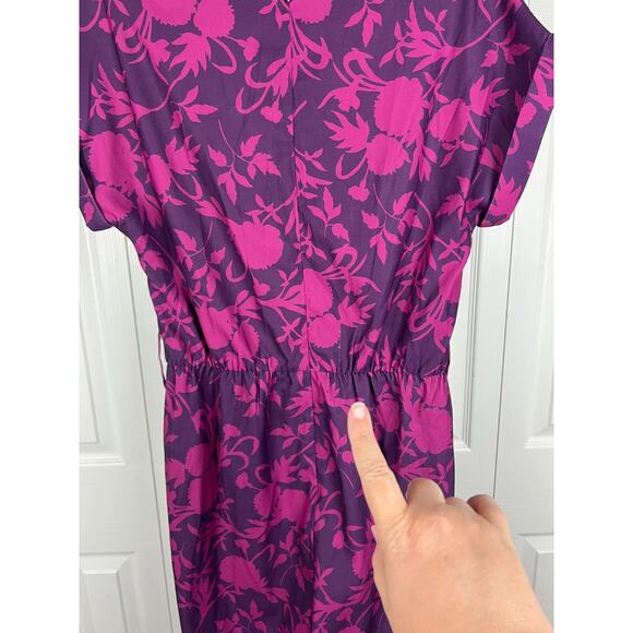 Agnes And Dora Purple Pink Floral Cap Short Sleeve Jumpsuit V Neck XS - Picture 7 of 8